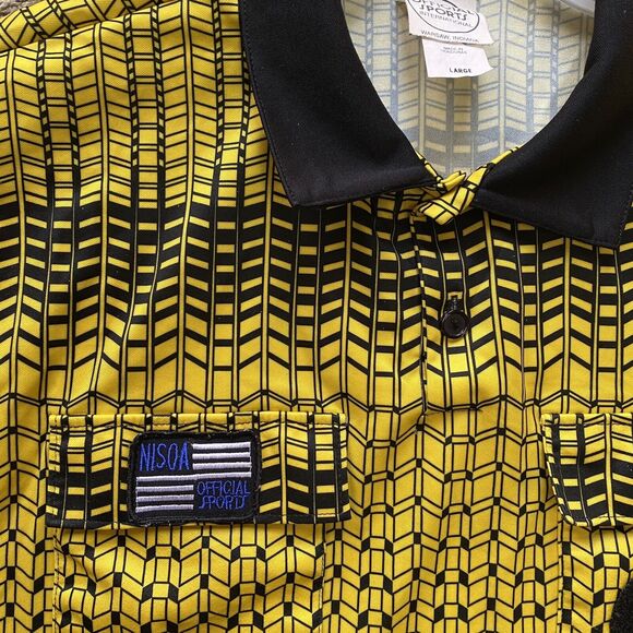 OfficialSports Soccer NISOA Referee Jersey Yellow Black Patterned Long Sleeve LG - Picture 3 of 7